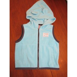 Fleece Teal Turquoise Blue Baby Zip Vest with Bear Ears Polar Bear Coolest Dude